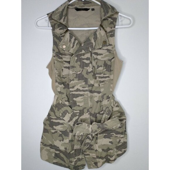 G.I.L.I. Tops - G.I.L.I Women's Sz S Camo Sleeveless Jacket Vest Open Front Belted Pockets